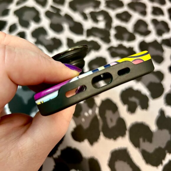 iPhone 14 Casely Smiley Stickers Case and Enamel Popsocket Yellow Smiley Face - Picture 11 of 13